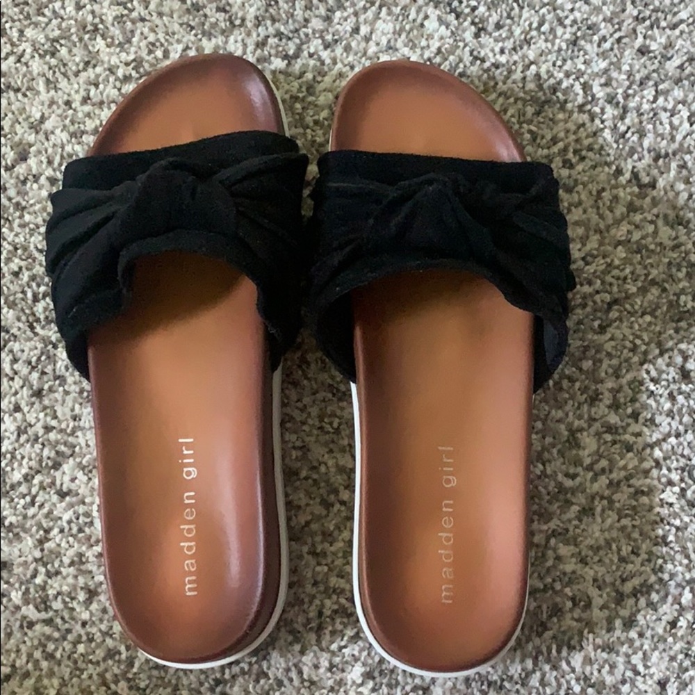 Madden girl black slip ons